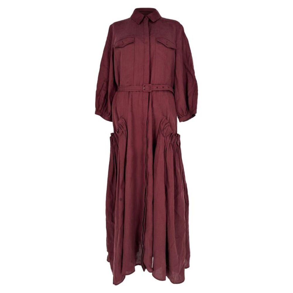 Gabriela Hearst Woodward Maxi Dress in Burgundy Linen